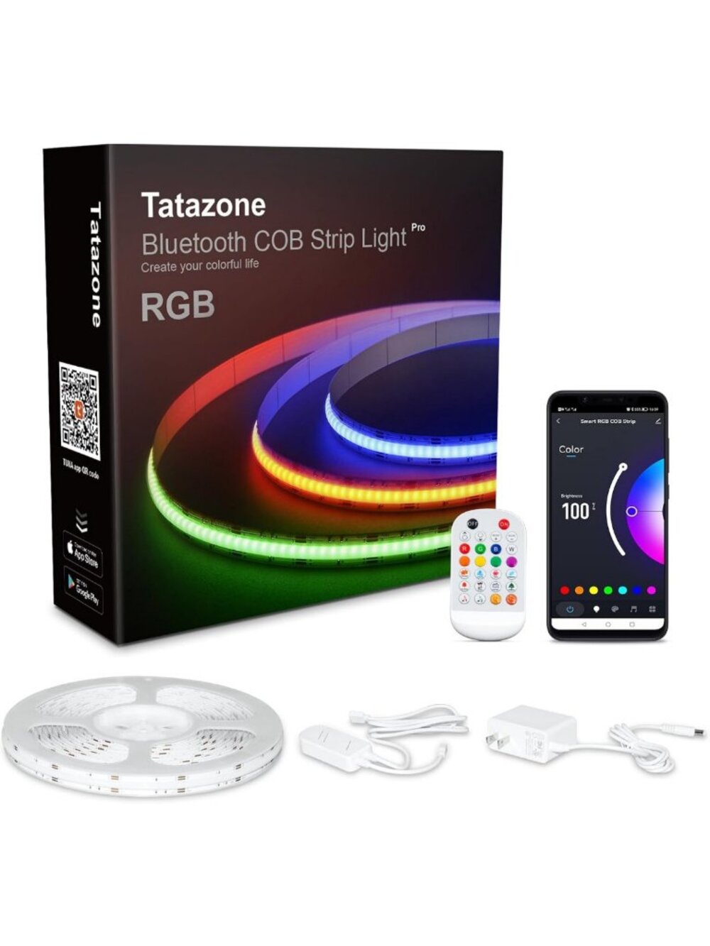 Dimmable 16.4ft RGB LED Strip Lights with Remote & App Control, Music Sync